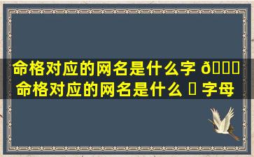 命格对应的网名是什么字 🐞 「命格对应的网名是什么 ☘ 字母」